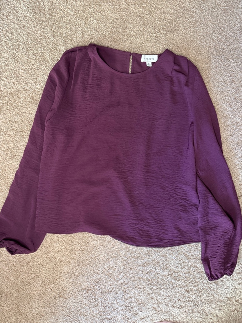 Evereve Plum Textured Long-Sleeve Blouse